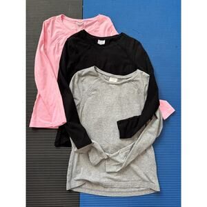 Danskin Now Pullover Tops, Lot of 3, Womens Medium (Slim IMHO) Pink, Gray, Black